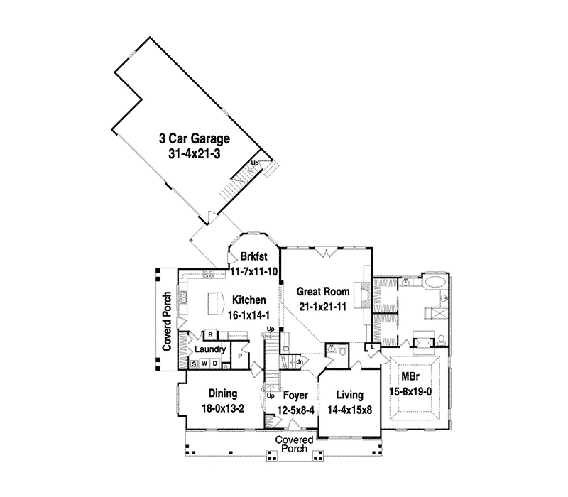 Arts & Crafts House Plan First Floor - Luca Traditional Home 079D-0001 - Shop House Plans and More