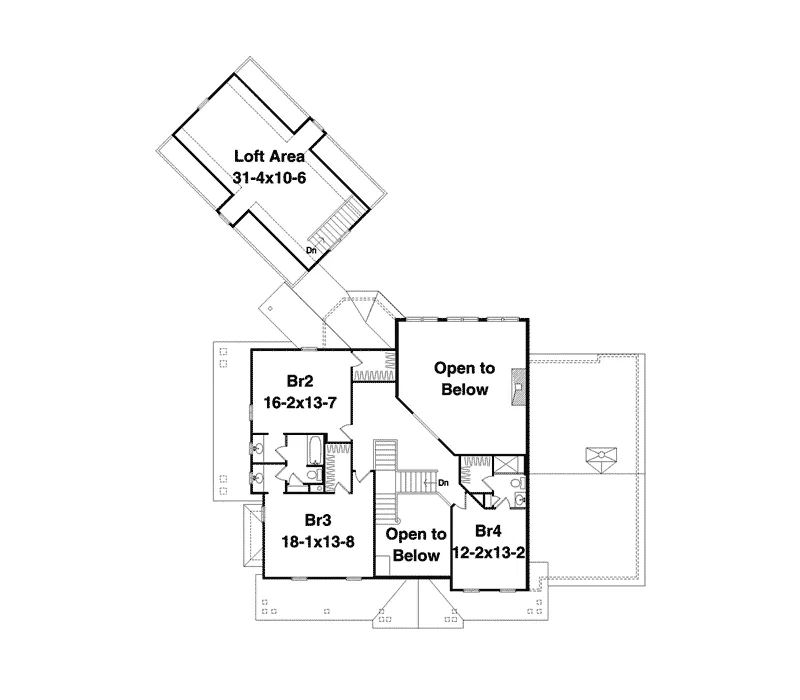 Southern House Plan Second Floor - Luca Traditional Home 079D-0001 - Shop House Plans and More