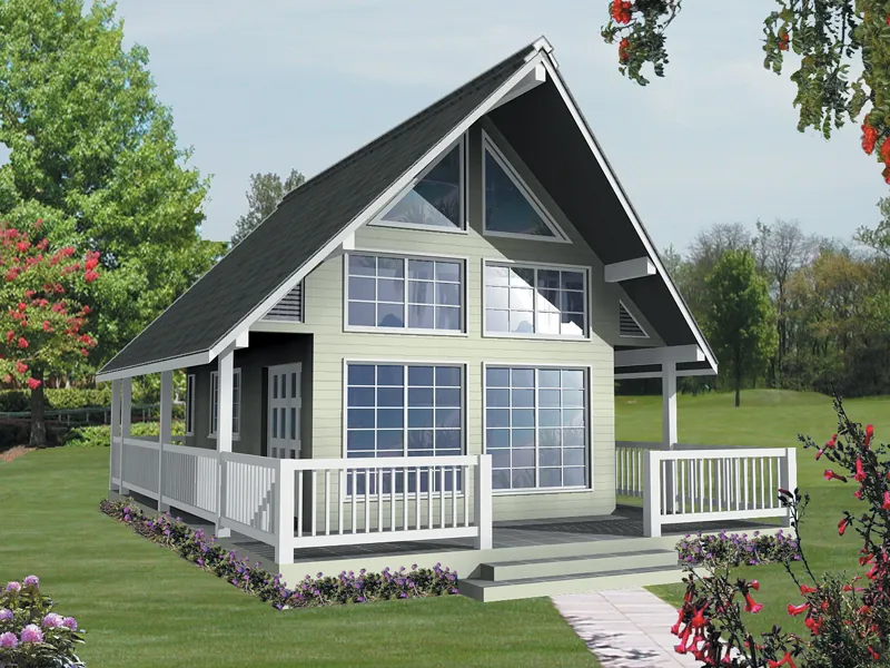 A-Frame House Plan Front Image - Sheridan Park Narrow Lot Home 080D-0001 - Shop House Plans and More