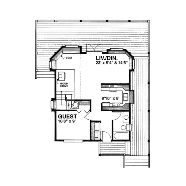 Traditional House Plan First Floor - Redmond Park Rustic Log Home 080D-0004 - Shop House Plans and More