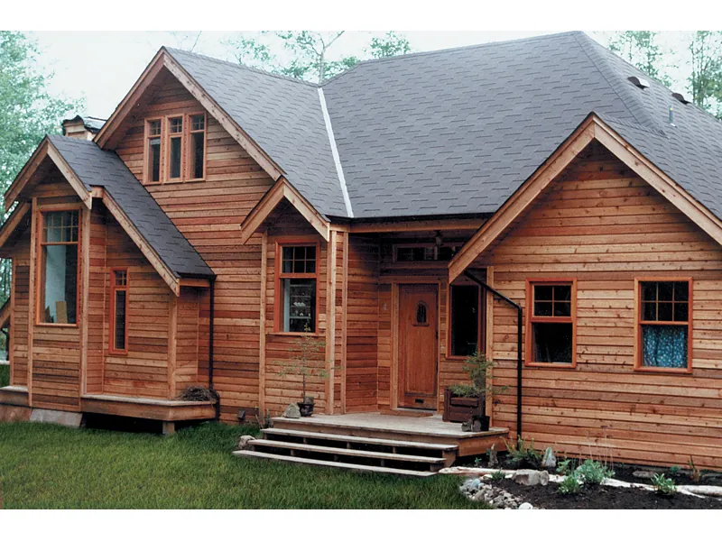 Contemporary Log Design With Interesting Gabled Roofline