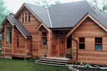 Contemporary Log Design With Interesting Gabled Roofline