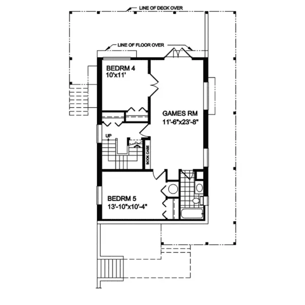 Waterfront House Plan Lower Level Floor - Rivercrest Rustic Home 080D-0007 - Shop House Plans and More