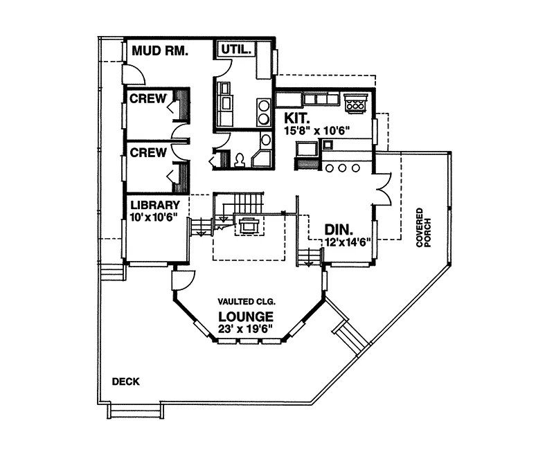 Contemporary House Plan First Floor - Terreview Vacation Lake Home 080D-0009 - Shop House Plans and More
