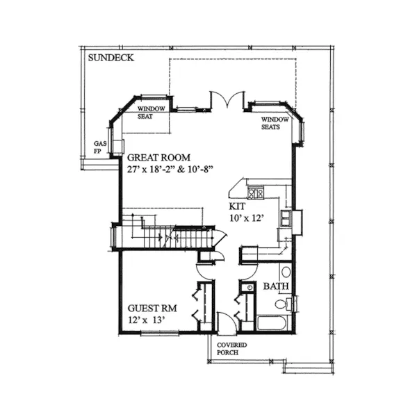 Contemporary House Plan First Floor - Laurens Cove Vacation Home 080D-0013 - Shop House Plans and More