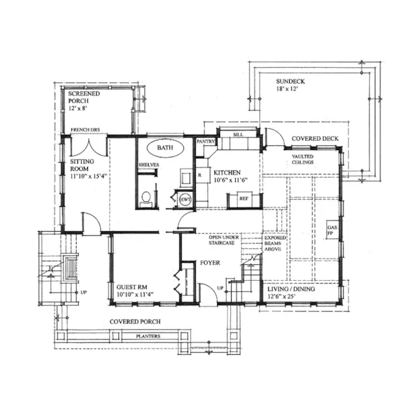 Mountain House Plan First Floor - Antares Vacation Home 080D-0014 - Search House Plans and More