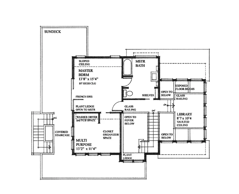 Craftsman House Plan Second Floor - Antares Vacation Home 080D-0014 - Search House Plans and More