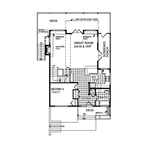 Contemporary House Plan First Floor - Paradise Point Mountain Home 080D-0016 - Shop House Plans and More