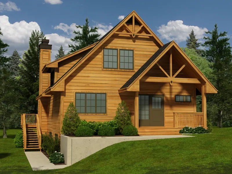Waterfront House Plan Front of Home - Paradise Point Mountain Home 080D-0016 - Shop House Plans and More