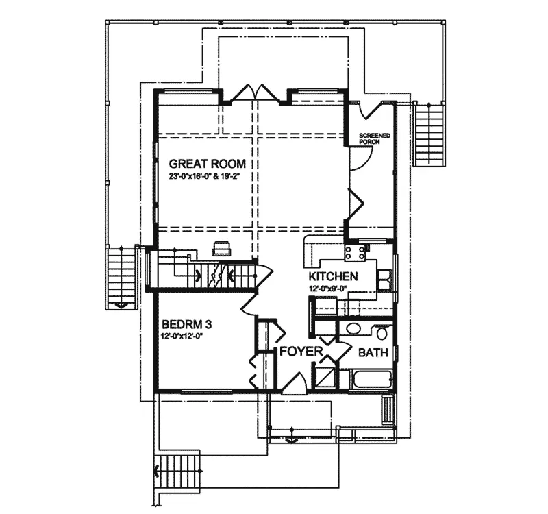Contemporary House Plan First Floor - Momarte Rustic Cabin Home 080D-0017 - Shop House Plans and More