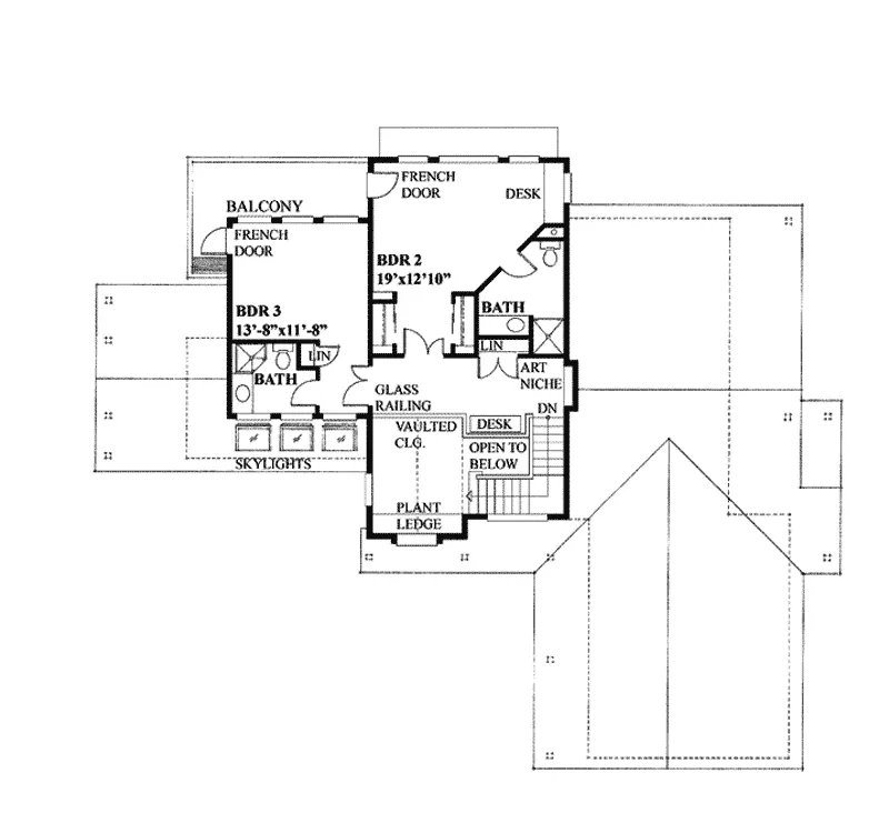 Tudor House Plan Second Floor - Spencer Crossing Country Home 080D-0018 - Shop House Plans and More