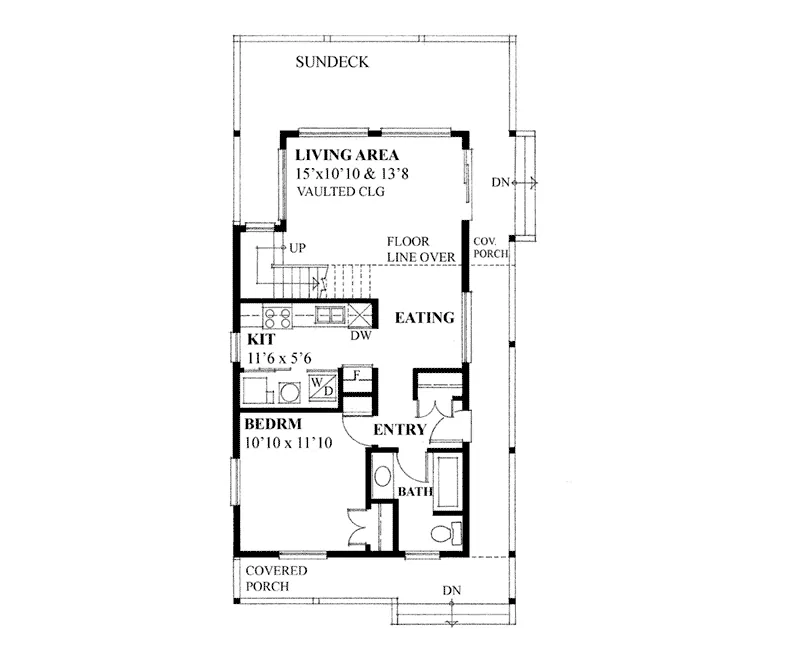 Vacation House Plan First Floor - Backwater Cove Lake Cottage 080D-0019 - Search House Plans and More