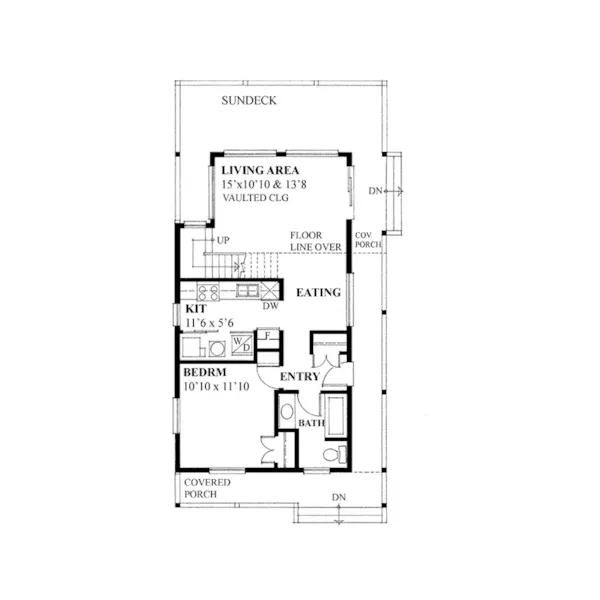 Vacation House Plan First Floor - Backwater Cove Lake Cottage 080D-0019 - Search House Plans and More