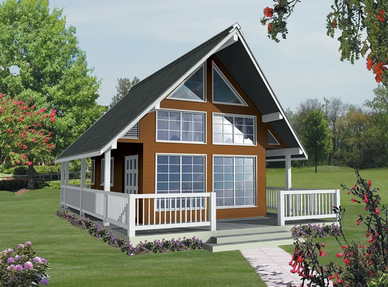 Vacation House Plan Front of Home - Backwater Cove Lake Cottage 080D-0019 - Search House Plans and More
