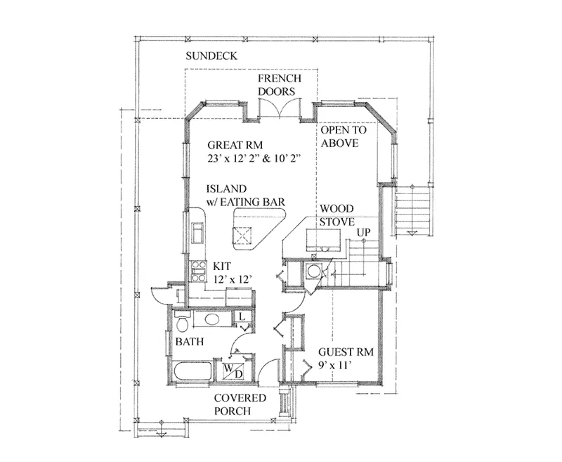 Craftsman House Plan First Floor - Balson Bay Craftsman Home 080D-0020 - Search House Plans and More
