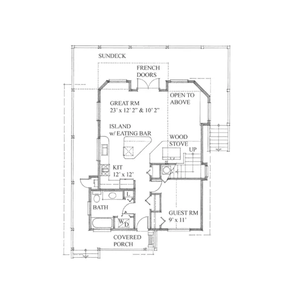 Cabin & Cottage House Plan First Floor - Balson Bay Craftsman Home 080D-0020 - Search House Plans and More