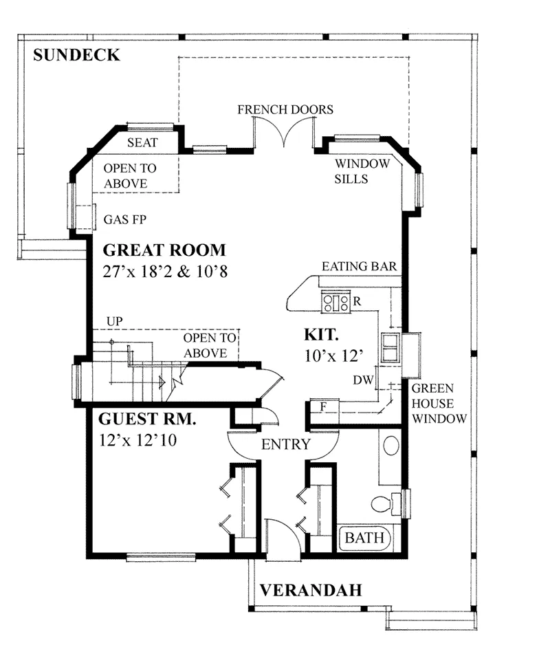 Country House Plan First Floor - Becky Lake Waterfront Home 080D-0021 - Search House Plans and More