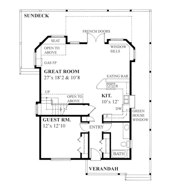 Country House Plan First Floor - Becky Lake Waterfront Home 080D-0021 - Search House Plans and More