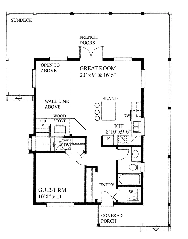 Waterfront House Plan First Floor - Landen Craftsman Home 080D-0024 - Shop House Plans and More