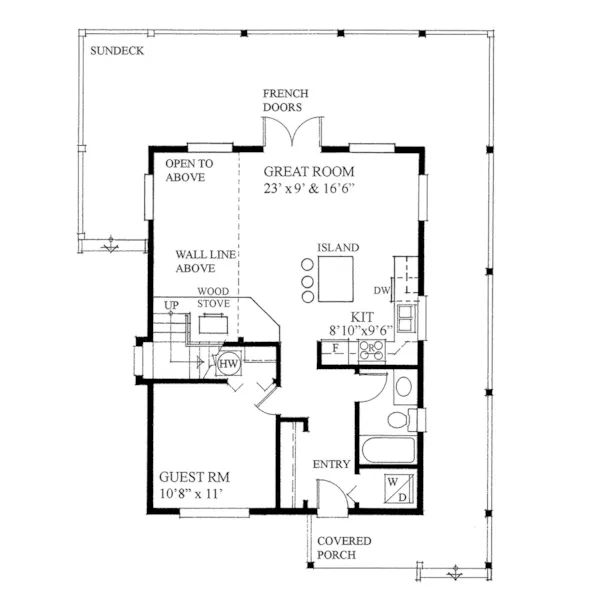 Lake House Plan First Floor - Landen Craftsman Home 080D-0024 - Shop House Plans and More