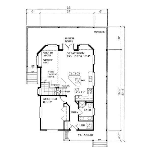 Cabin & Cottage House Plan First Floor - Fuller Lake Vacation Home 080D-0028 - Shop House Plans and More