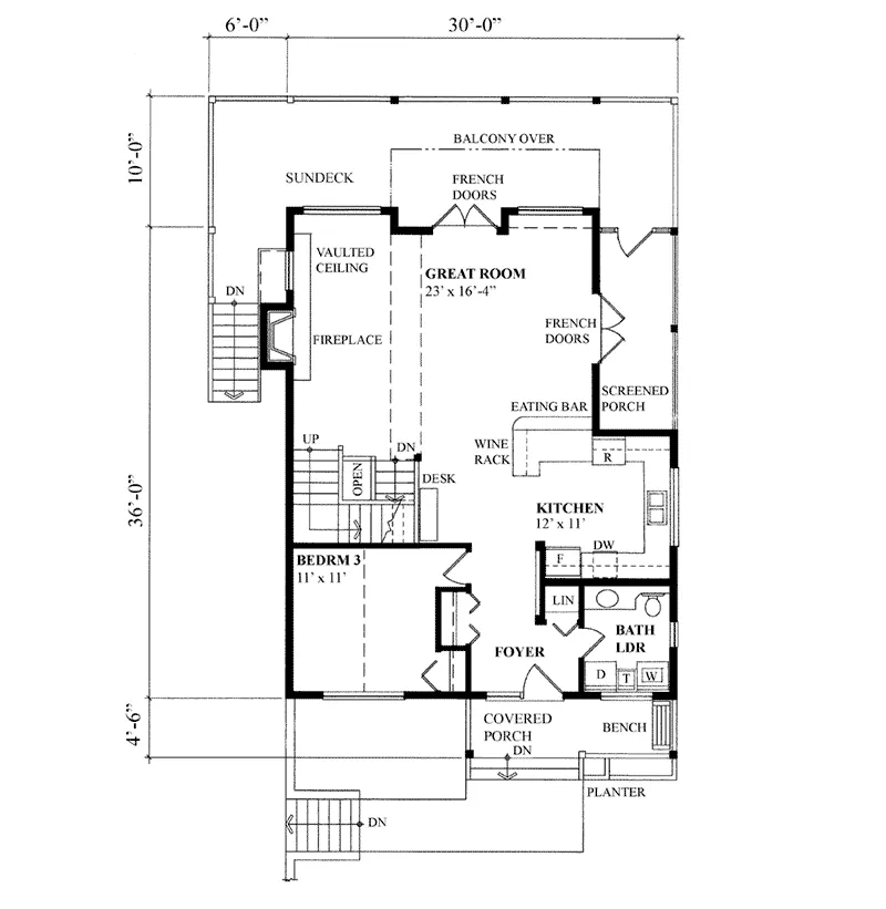 Lake House Plan First Floor - 080D-0030 - Shop House Plans and More