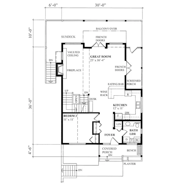 Lake House Plan First Floor - Idaho Point Craftsman Cabin 080D-0030 - Shop House Plans and More