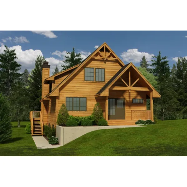 Lake House Plan Front of Home - Idaho Point Craftsman Cabin 080D-0030 - Shop House Plans and More