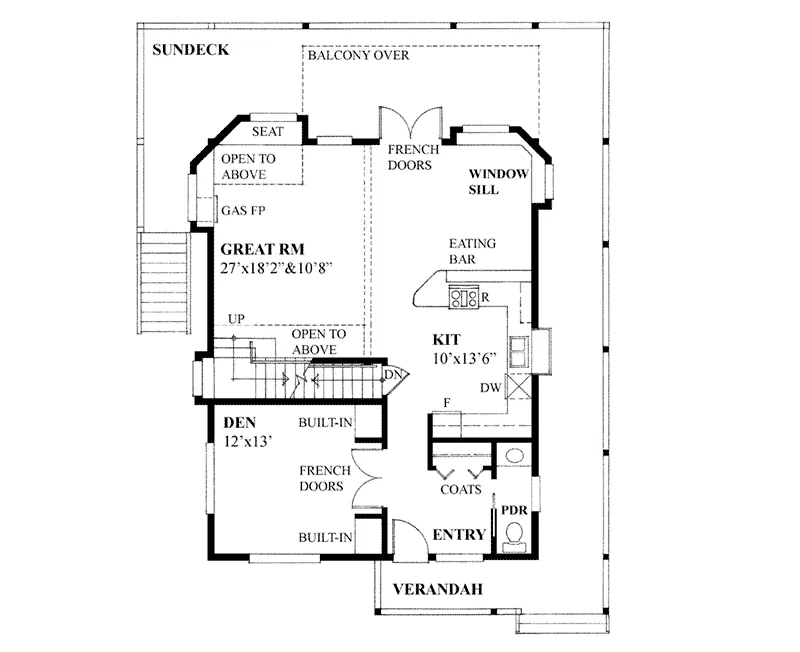 Waterfront House Plan First Floor - 080D-0031 - Shop House Plans and More