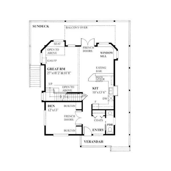 Vacation House Plan First Floor - Magellan Peak Mountain Home 080D-0031 - Shop House Plans and More