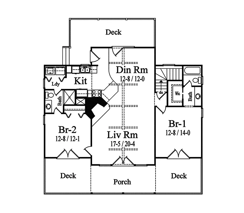 Mountain House Plan First Floor - Keystone Rustic Home 082D-0001 - Search House Plans and More