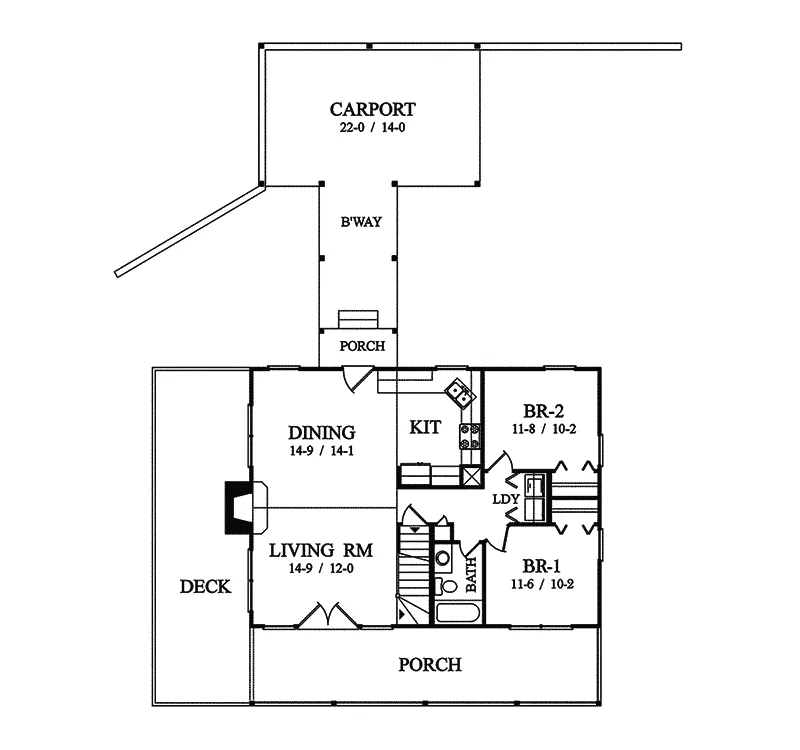 Country House Plan First Floor - Lakemoor Cove Vacation Home 082D-0002 - Shop House Plans and More