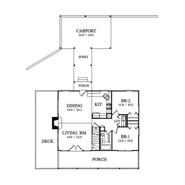 Mountain House Plan First Floor - Lakemoor Cove Vacation Home 082D-0002 - Shop House Plans and More