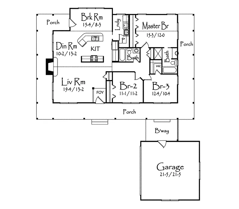 Ranch House Plan First Floor - Pressburg Country Home 082D-0004 - Shop House Plans and More