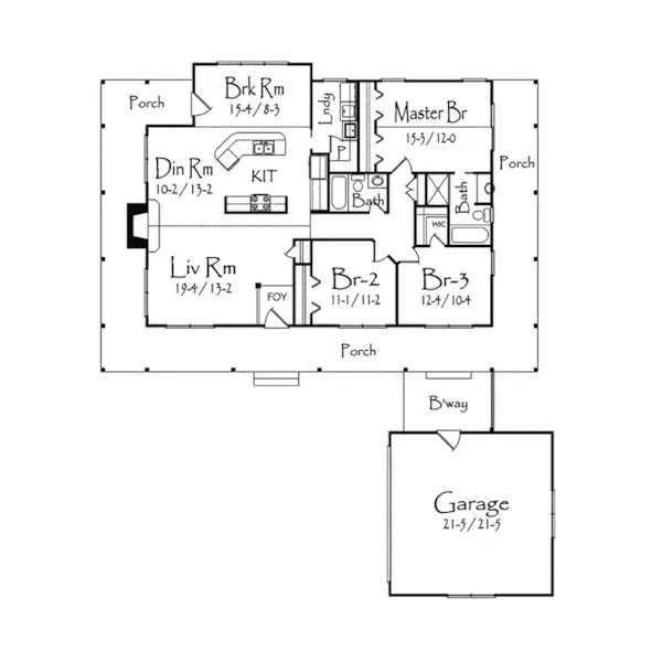 Country House Plan First Floor - Pressburg Country Home 082D-0004 - Shop House Plans and More