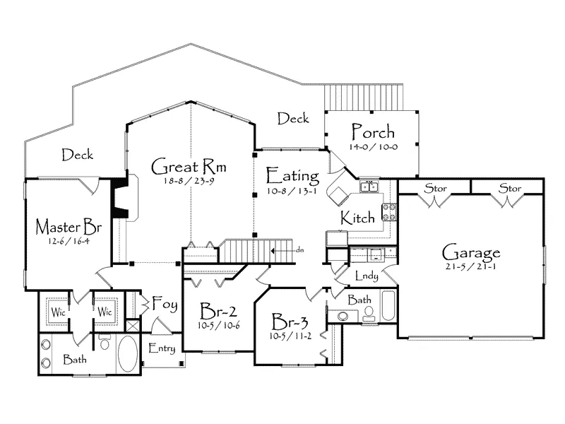 Ranch House Plan First Floor - Dorchester Pond Ranch Home 082D-0007 - Search House Plans and More