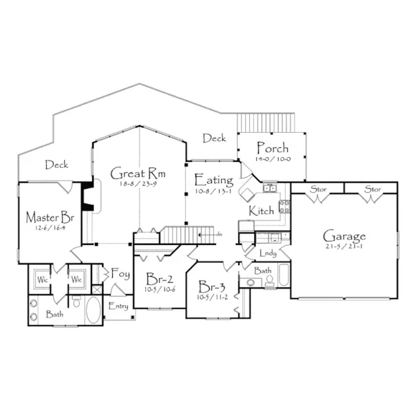 Country House Plan First Floor - Dorchester Pond Ranch Home 082D-0007 - Search House Plans and More