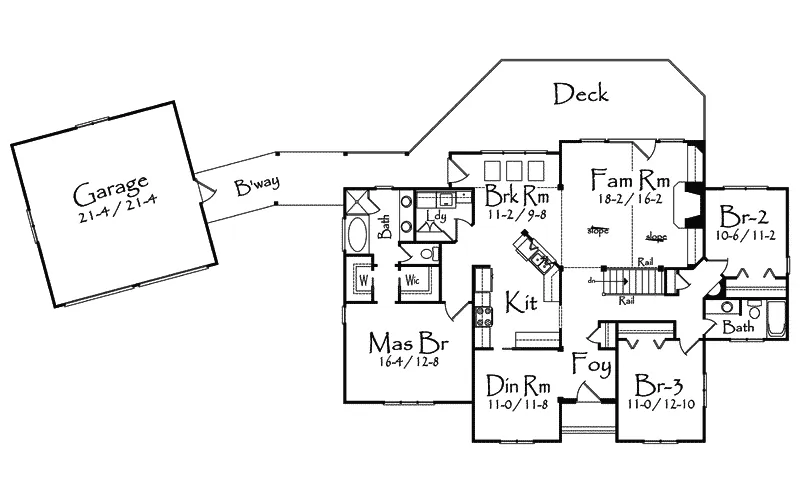 Country House Plan First Floor - McKenzie Creek Ranch Home 082D-0008 - Shop House Plans and More