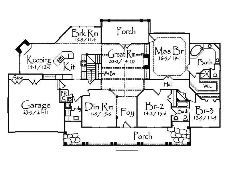 Country House Plan First Floor - Damarco Rustic Country Home 082D-0019 - Search House Plans and More