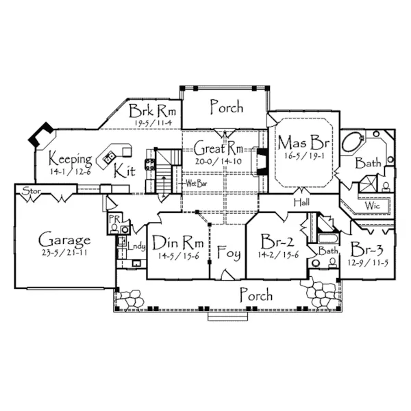 Ranch House Plan First Floor - Damarco Rustic Country Home 082D-0019 - Search House Plans and More