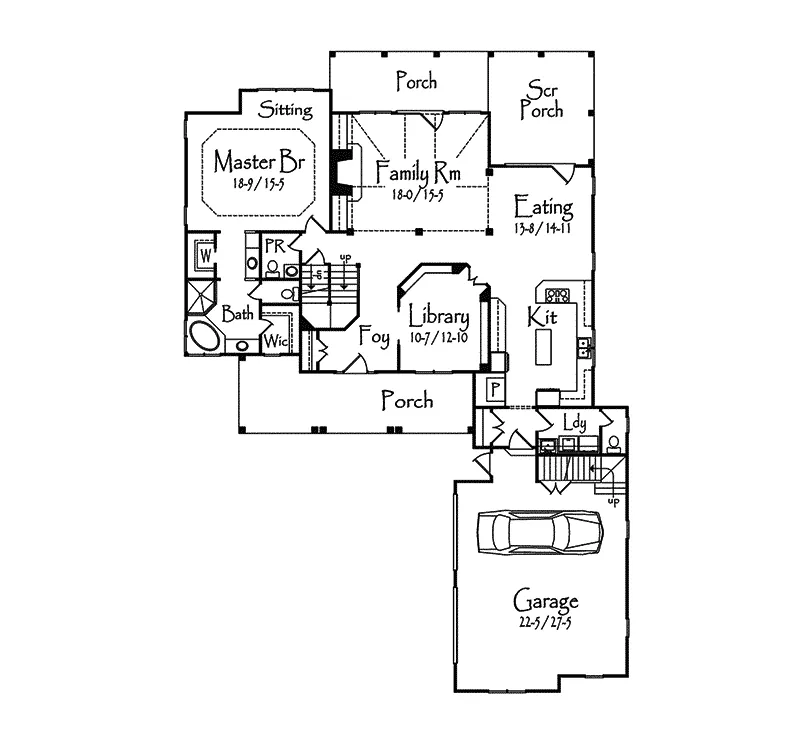 Country House Plan First Floor - Chancery Country Home 082D-0023 - Search House Plans and More