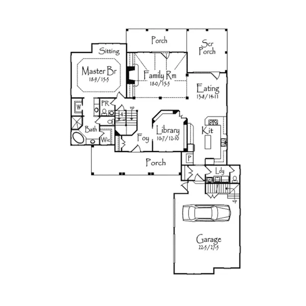 Country House Plan First Floor - Chancery Country Home 082D-0023 - Search House Plans and More