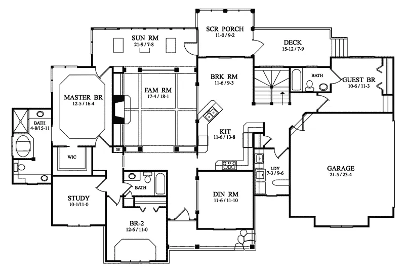 Ranch House Plan First Floor - 082D-0040 - Shop House Plans and More