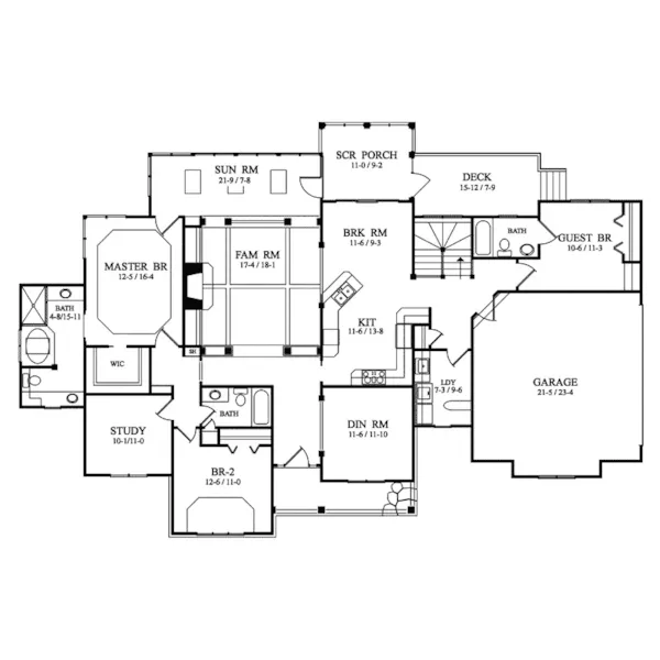 Ranch House Plan First Floor - Price Landing Rustic Ranch Home 082D-0040 - Shop House Plans and More