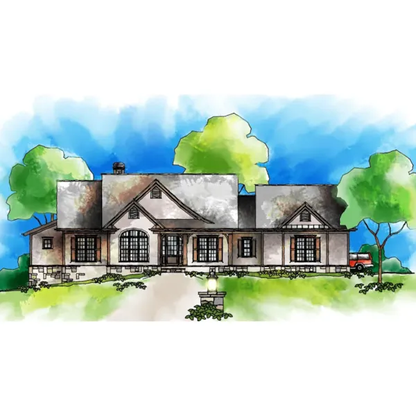 Ranch House Plan Front of Home - Price Landing Rustic Ranch Home 082D-0040 - Shop House Plans and More