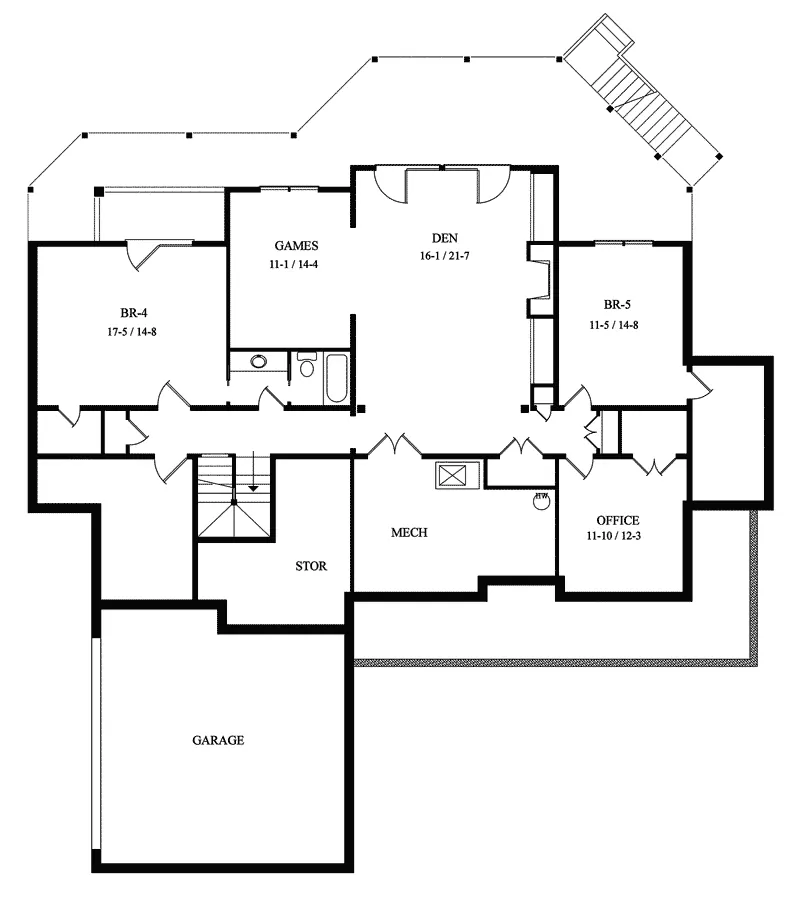 European House Plan Lower Level Floor - Mystic Meadow European Home 082D-0041 - Shop House Plans and More