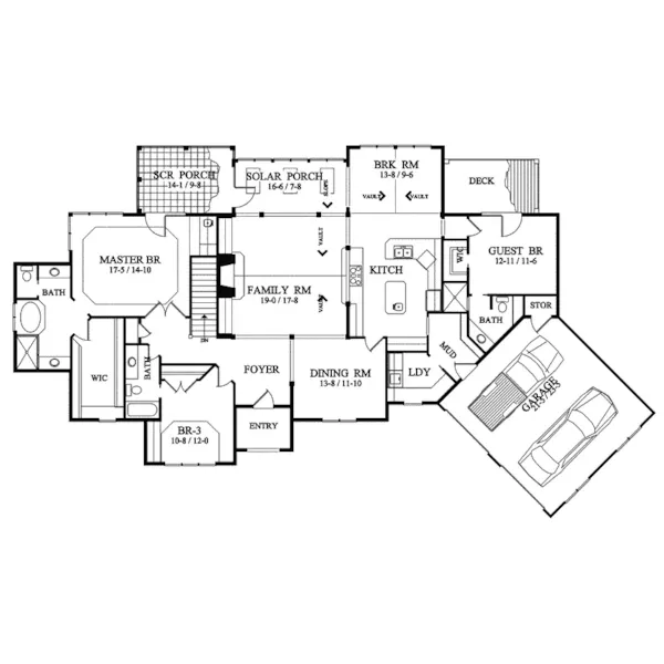 Ranch House Plan First Floor - Acadia Path Craftsman Home 082D-0043 - Search House Plans and More