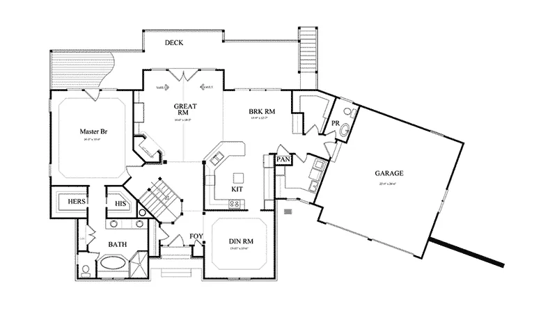 Country House Plan First Floor - Tecumseh Ranch Home 082D-0046 - Shop House Plans and More
