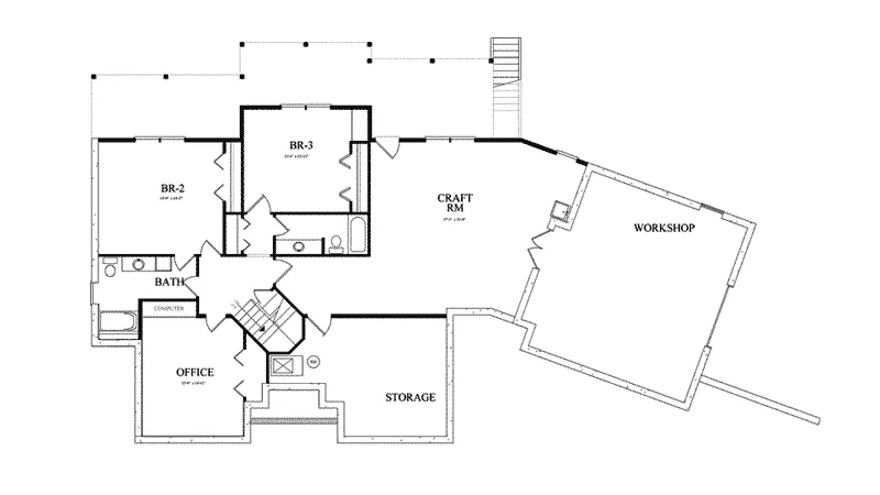 Tudor House Plan Lower Level Floor - Tecumseh Ranch Home 082D-0046 - Shop House Plans and More