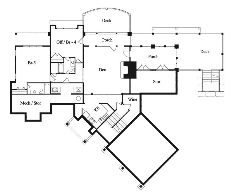Country House Plan Lower Level Floor - Halford Shores Luxury Home 082D-0048 - Search House Plans and More